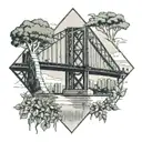 Australian landscape with sydney bridge triangle and eucalyptus trees  tattoo design idea