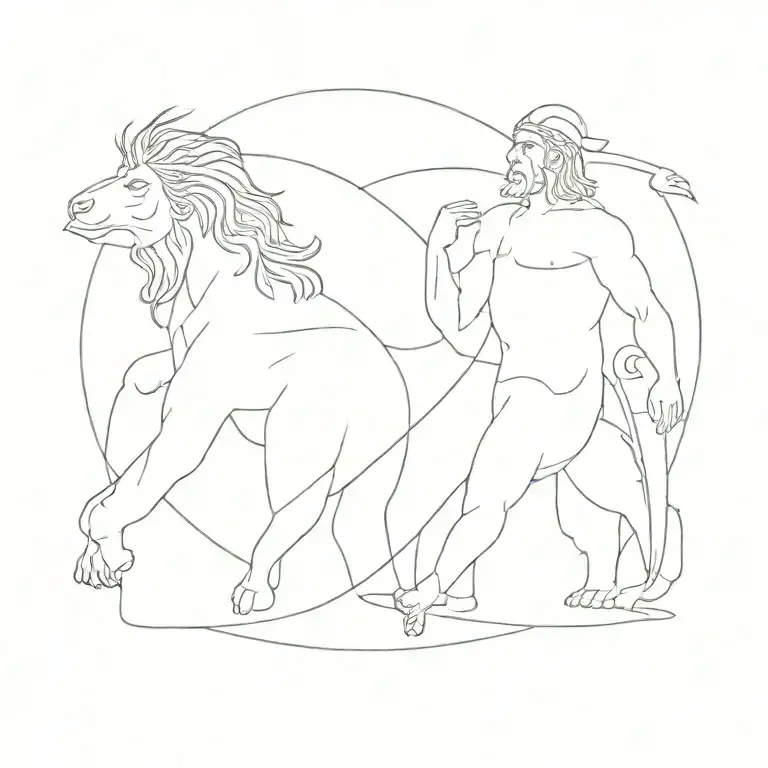 renaissance style dipicting Greek mythology tattoo design idea