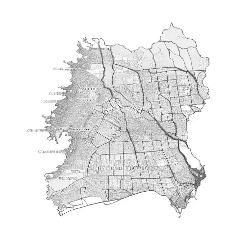 3 small maps of 3 different towns . with two incorporated into ca simple campass design with coordinates under 3rd map tattoo design idea