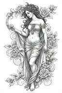 persephone greek goddess fully body pretty faced  tattoo design idea