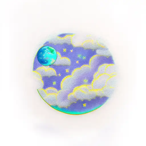 moon clouds stars tattoo design idea