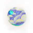 moon clouds stars tattoo design idea