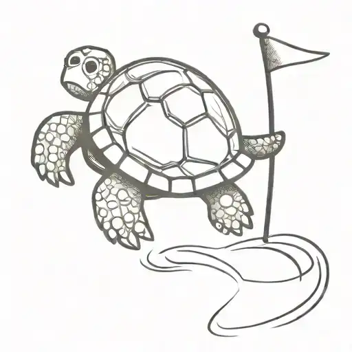 cartoon stoner sea turtle golfing  tattoo design idea