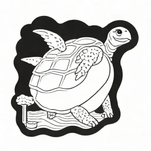 stoner sea turtle golfing drinking beer tattoo design idea
