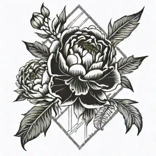 peonies with "burn your boats" tattoo design idea