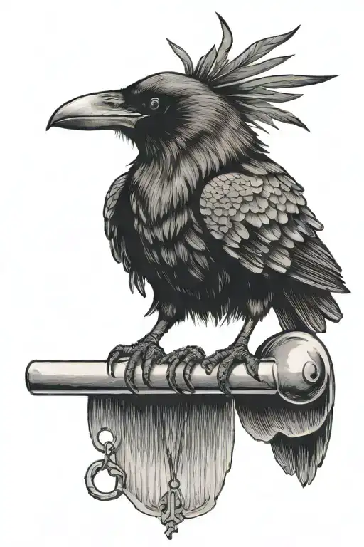 crow holding an earring  tattoo design idea