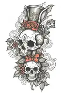 rabit skull alice in wonderland tattoo design idea