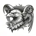 eagle with his wings raised tattoo design idea