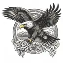 eagle with his wings raised tattoo design idea