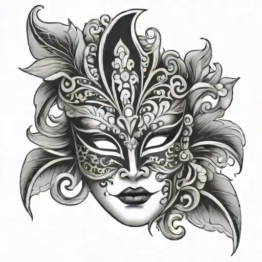 venetian mask tattoo design idea