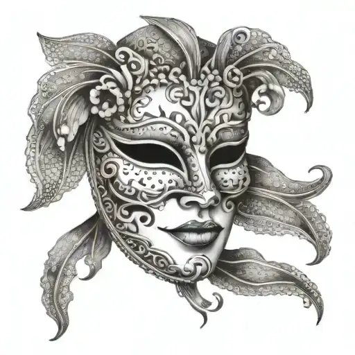 venetian mask with tears tattoo design idea
