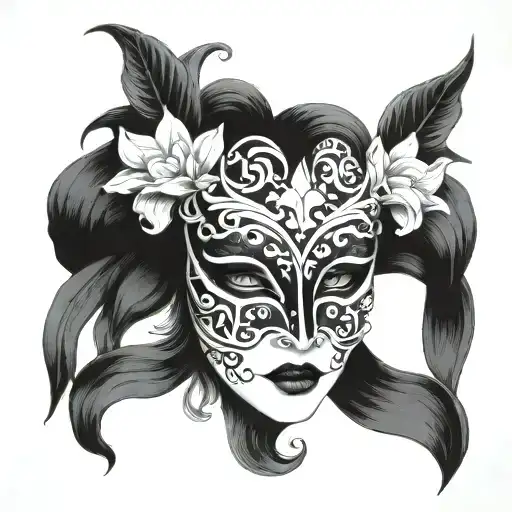 venetian mask tattoo design idea