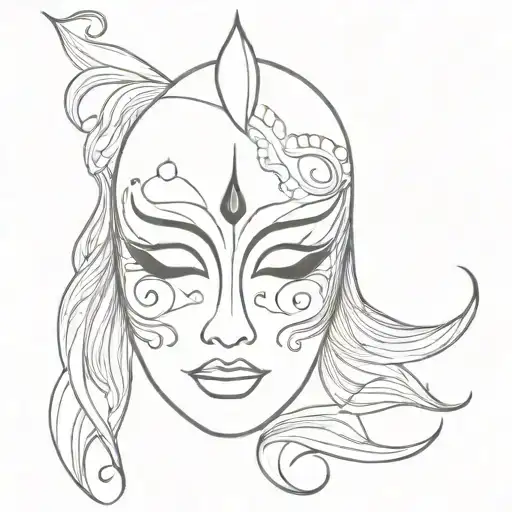 venetian mask with tears tattoo design idea