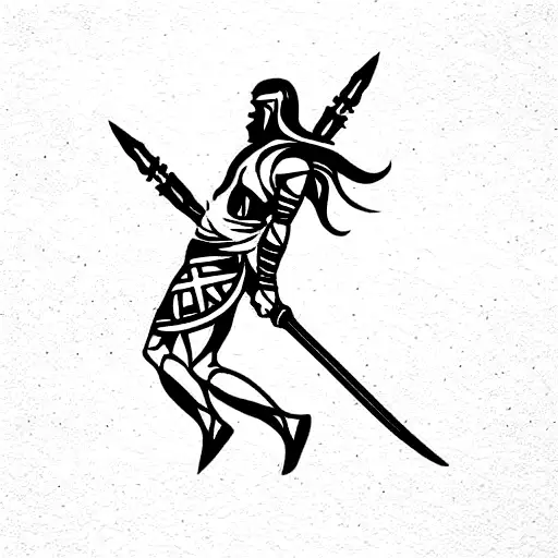 germanic female warrior tattoo design idea