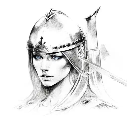 germanic female warrior tattoo design idea