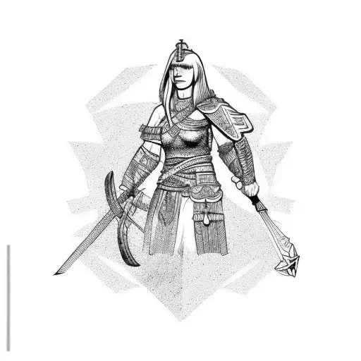 germanic female warrior tattoo design idea