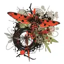 grasshopper and dragonfly with spiral intertwined tattoo design idea