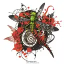 grasshopper and dragonfly with spiral intertwined tattoo design idea