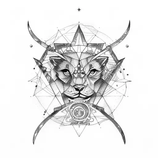 leo, gemini, and aquarius constellation tattoo design idea