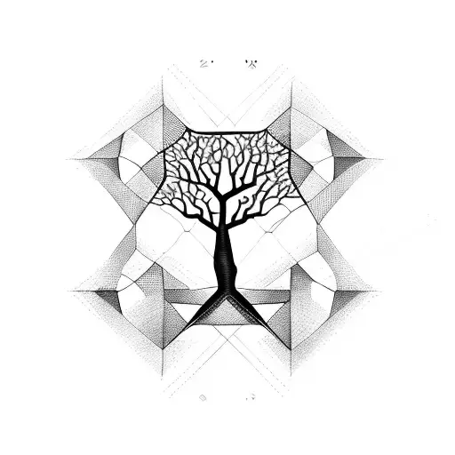 tree geometric dna molecule tattoo design idea