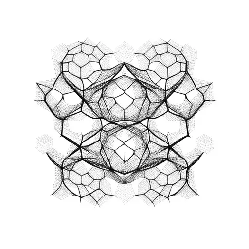 black tree dna honeycomb geometric tattoo design idea