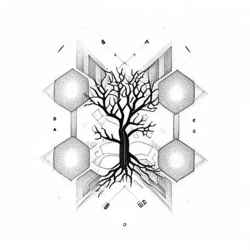 tree geometric dna molecule tattoo design idea