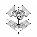 tree geometric dna molecule tattoo design idea