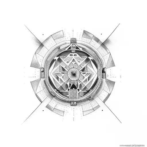 cross lunar cyclus cyrcle  tattoo design idea