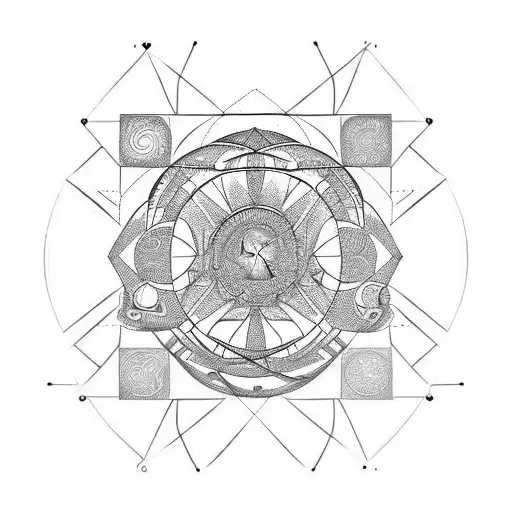 cross lunar cyclus cyrcle  tattoo design idea