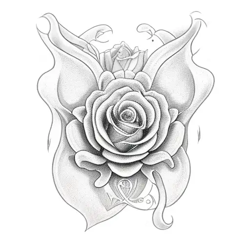 lily of the valies with an hour glass with angle wings and with the name Isla tattoo design idea