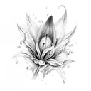 lily of the valies, an hour glass, angle wings with the name Isla tattoo design idea