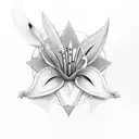 lily of the valies with an hour glass with angle wings and with the name Isla tattoo design idea