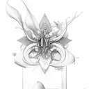 lily of the valies with an hour glass with angle wings and with the name Isla tattoo design idea