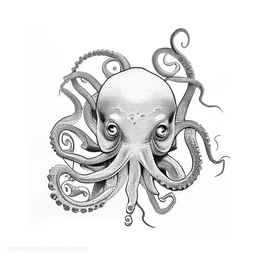 A dotwork tattoo of the iconic Pulp Fiction poster with an octopus replacing Uma Thurman's character tattoo design idea