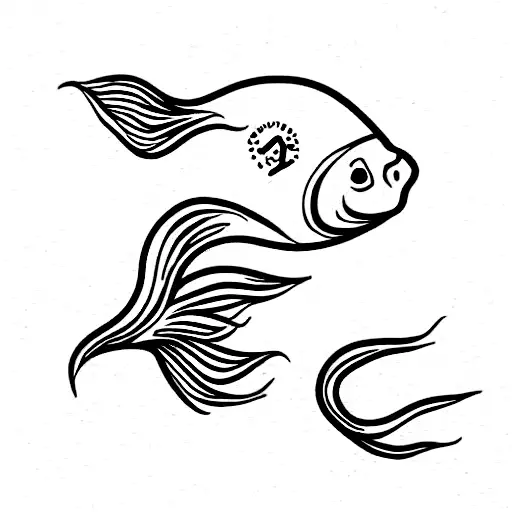 goldfish, number 7, dice tattoo design idea