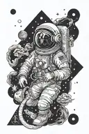 gypsy astronaut tattoo design idea