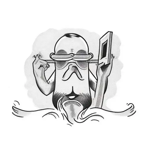 man removing blindfold, represents getting over his fear tattoo design idea