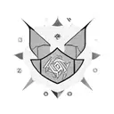 A minimalist tattoo of the logos of BTS, Oneus, Ateez, and Tomorrow X Together, showcasing the client's love for Kpop tattoo design idea