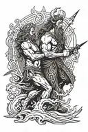 zeus y poseidon tattoo design idea