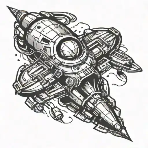 spaceship  tattoo design idea