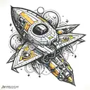 spaceship  tattoo design idea