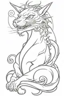 cat dragon sun evil smile tattoo design idea