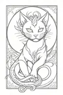 cat dragon sun evil smile tattoo design idea