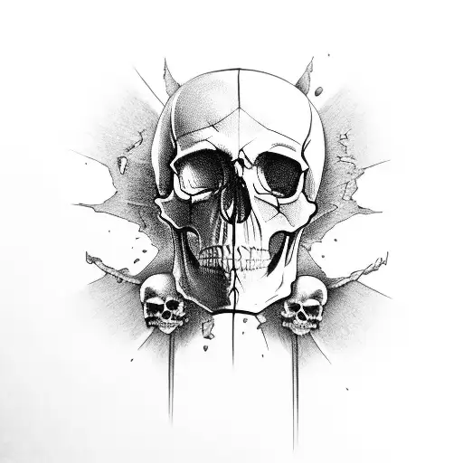 skull with shadows and for tattoo design idea