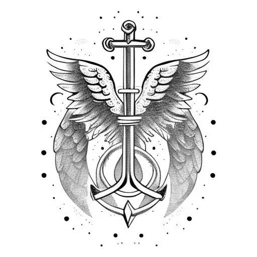 Anchor angel wings tattoo design idea