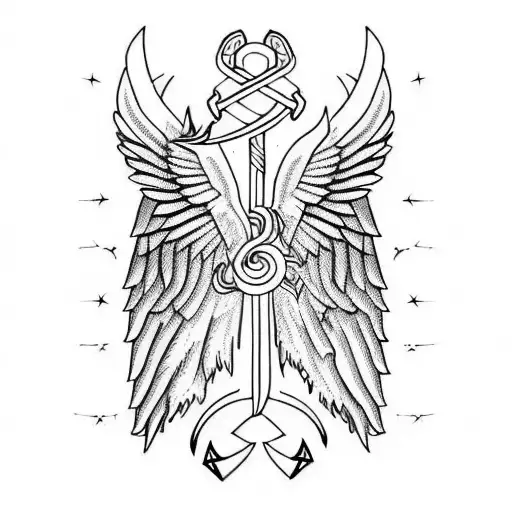 Anchor angel wings tattoo design idea