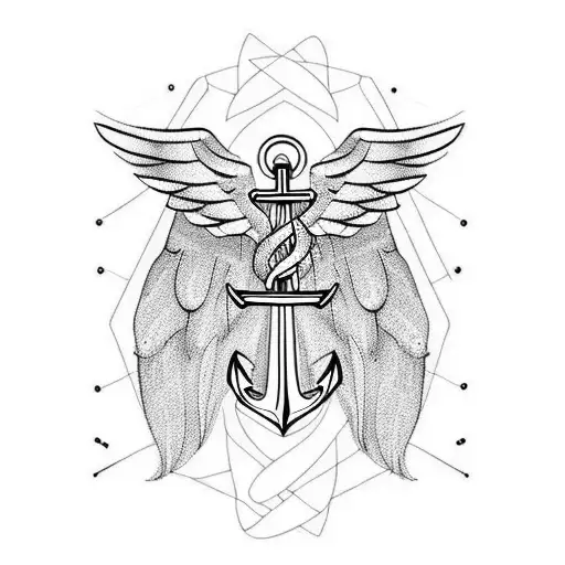 Anchor angel wings tattoo design idea