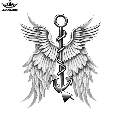 Anchor angel wings tattoo design idea