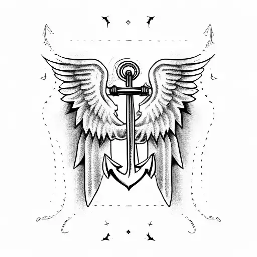 Anchor angel wings tattoo design idea
