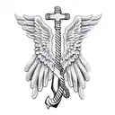 Anchor angel wings tattoo design idea